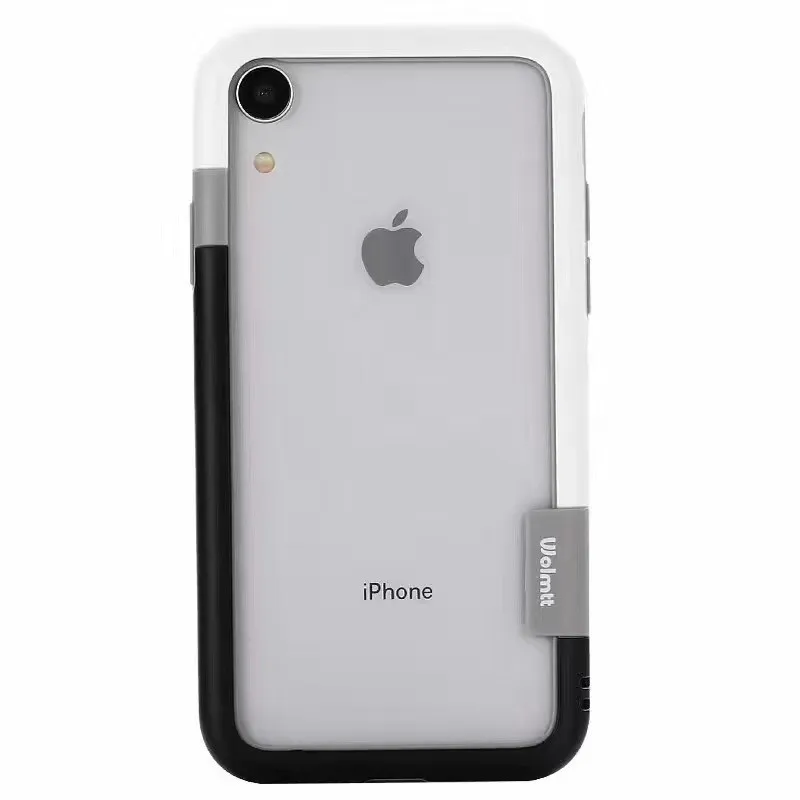 white black Модный мягкий чехол-бампер из ТПУ для iphone X, XR, XS, MAX, Пряжка для телефона, рамка для iphone 6, 6s, 7, 8 Plus, чехол для телефона, чехол - Color: white black