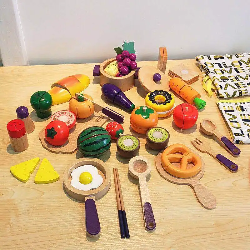 Деревянная Детская образовательная ранняя детская игровая игрушка эмульсионная игра для резки фруктов и овощерезка оптовая продажа