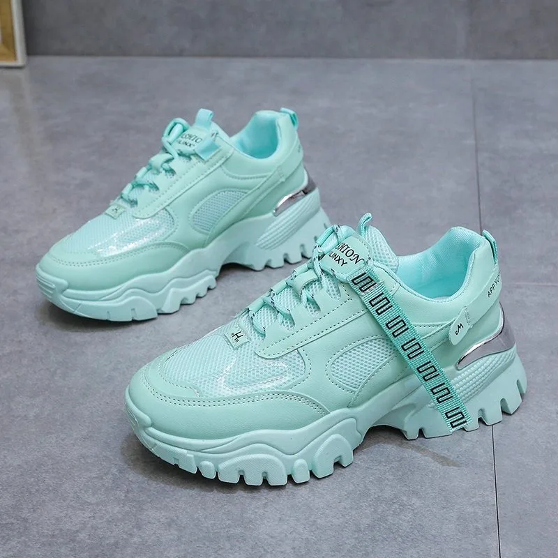 Litthing-zapatillas de deporte gruesas para mujer, zapatos vulcanizados con cordones, informales, a la moda, para papá, zapatillas con plataforma, baloncesto, nuevas