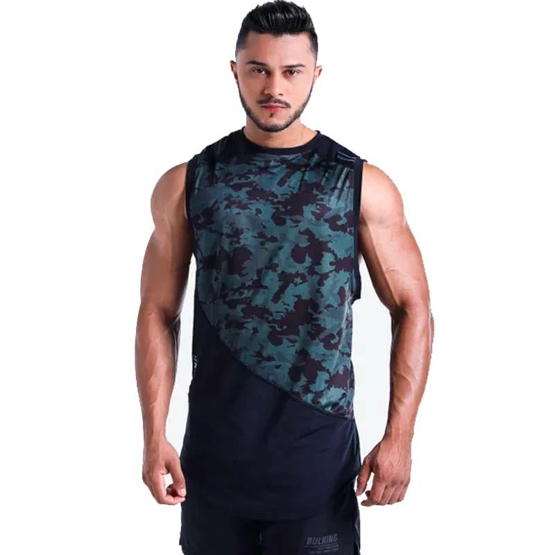 

New Brand Clothing Summer Singlets Male Vest Shirt Gyms Bodybuilding Fitness Men's Camouflage patchwork Stringer Tank top