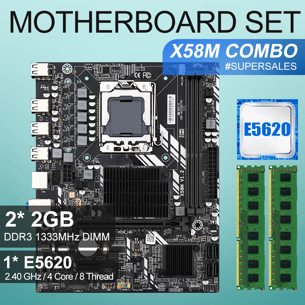Комплект материнской платы X58 LGA1366 для настольного компьютера с процессором Intel