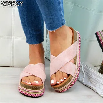 

2020 Fashion New Summer Women's Sandals Peep-Toe Shoes Woman Platfrom Casual Yellow Women Shoes Slippers Plus Size 35-43 D788