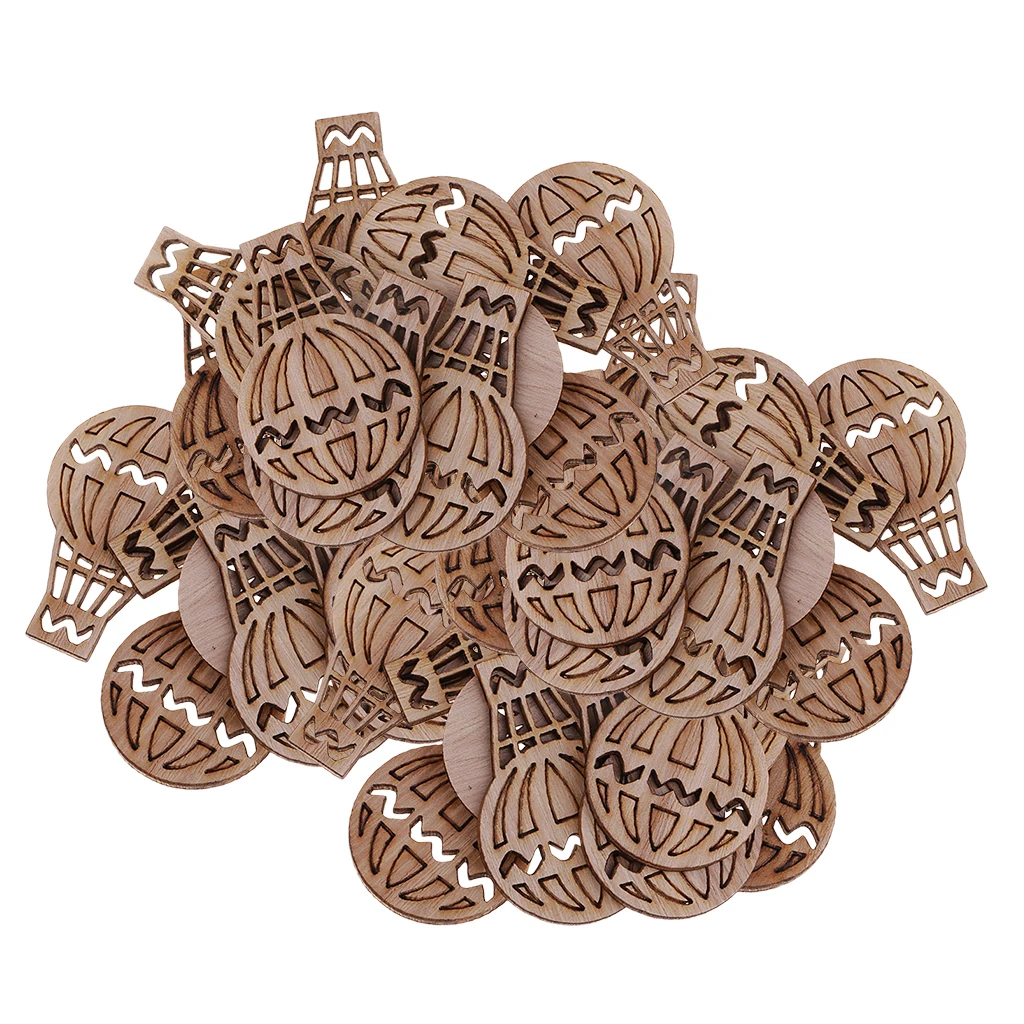 100 Mini Wooden Cutout Hot Air Balloon Shape Wood Craft Art DIY Scrapbooking