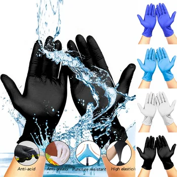

100pcs/box Nitrile Disposable Gloves Wear Resistance Chemical Laboratory Electronics Food Processing Work Gloves