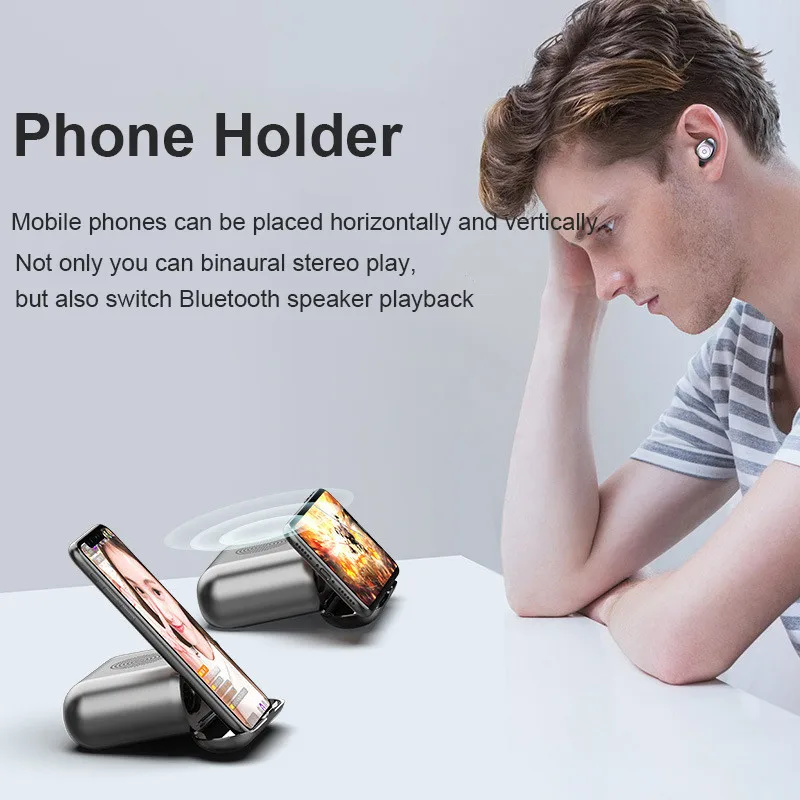 mini bluetooth earphones f9 Speaker TWS Wireless Headphones Touch Control 9D Stereo with Mic LED Display Phone Holder