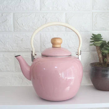

Thicken Enamel Teapot Home Gas Induction Cooker Universal Enamel Pot kitchen Whistling Kettle Water Carafe Flat bottom kettle 2L