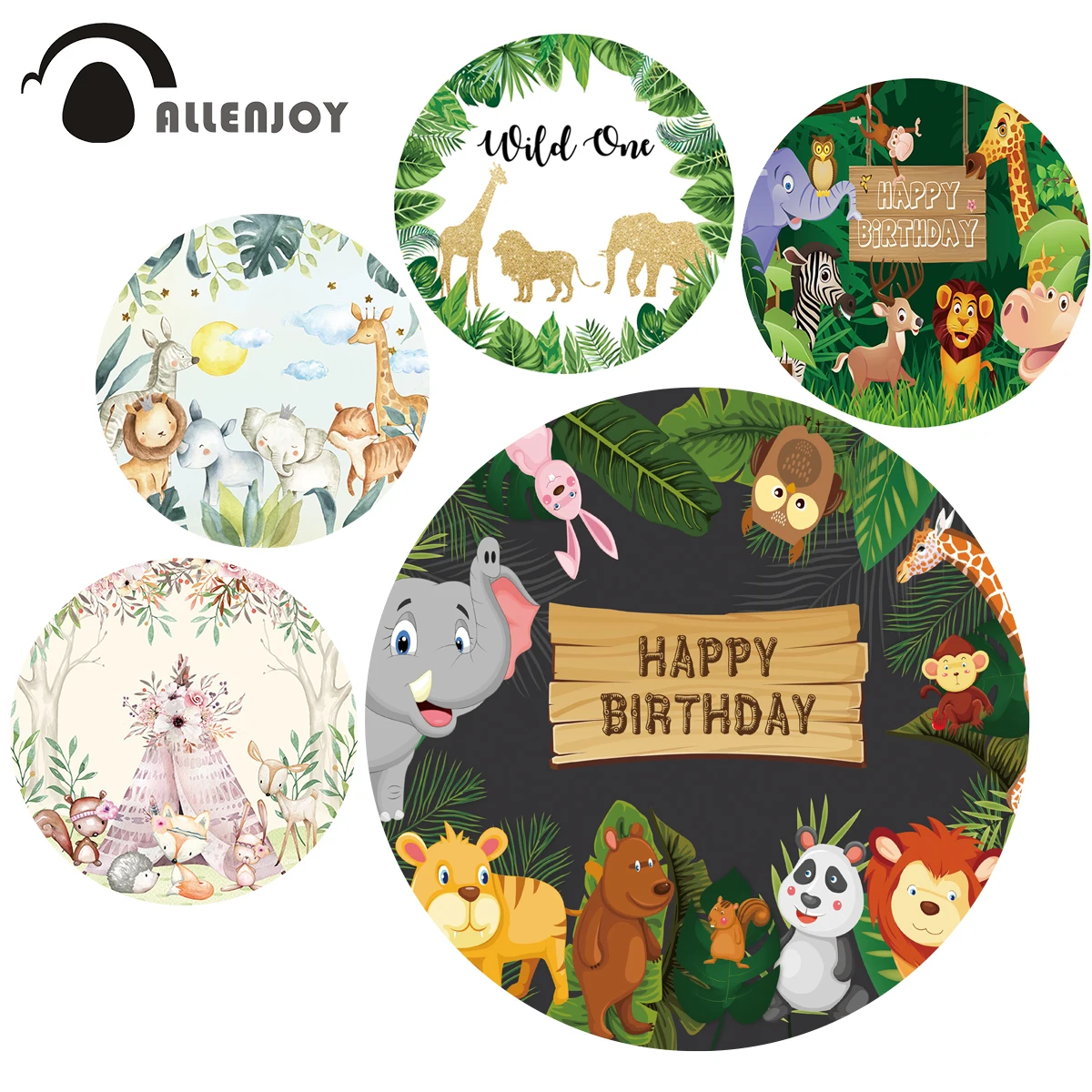

Allenjoy дикий день рождения, джунгли, Фотофон, круг, крышка, детский душ, животные, детская палатка, баннер, Фотофон