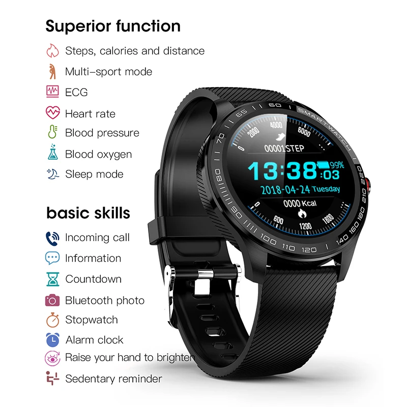 LYKRY L9 Смарт-часы ЭКГ измеритель пульса и артериального давления, водонепроницаемые Смарт-часы Ip68 часы для мужчин и женщин для Android IOS