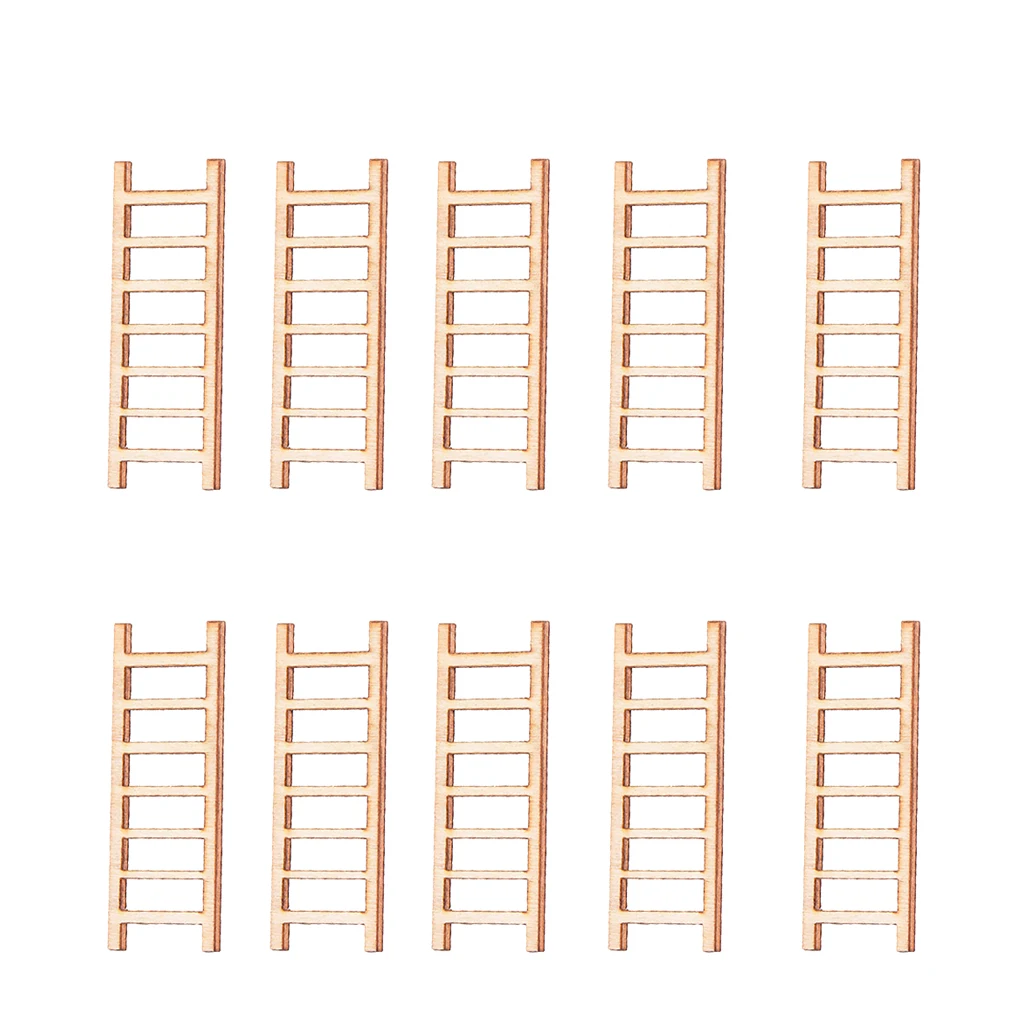 

10 Pieces Micro Landscape Decor Wooden Ladder Ornaments Garden DIY Crafts