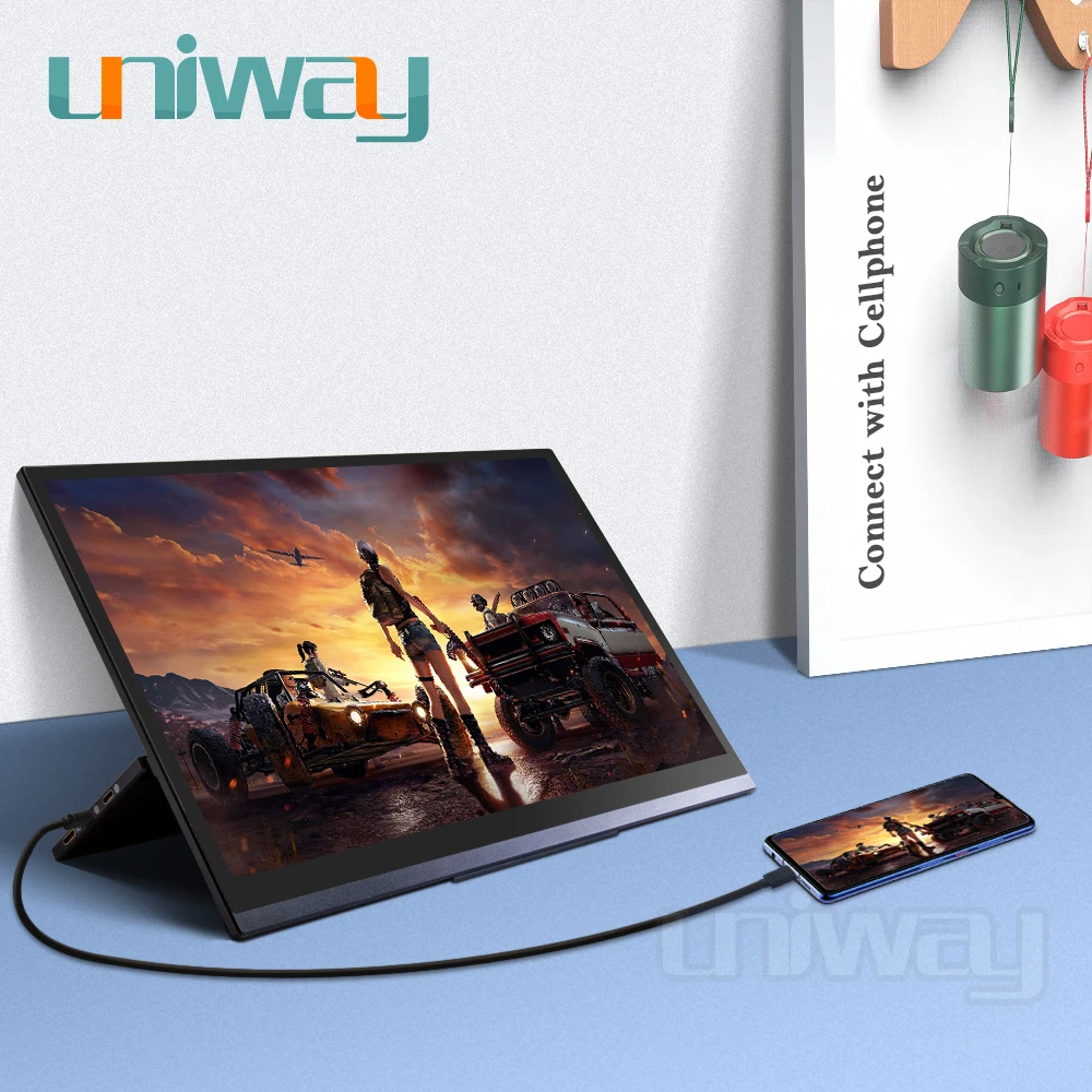 Uniway 4k hdr портативный монитор с сенсорным экраном 15 6 hdmi type c для ноутбука