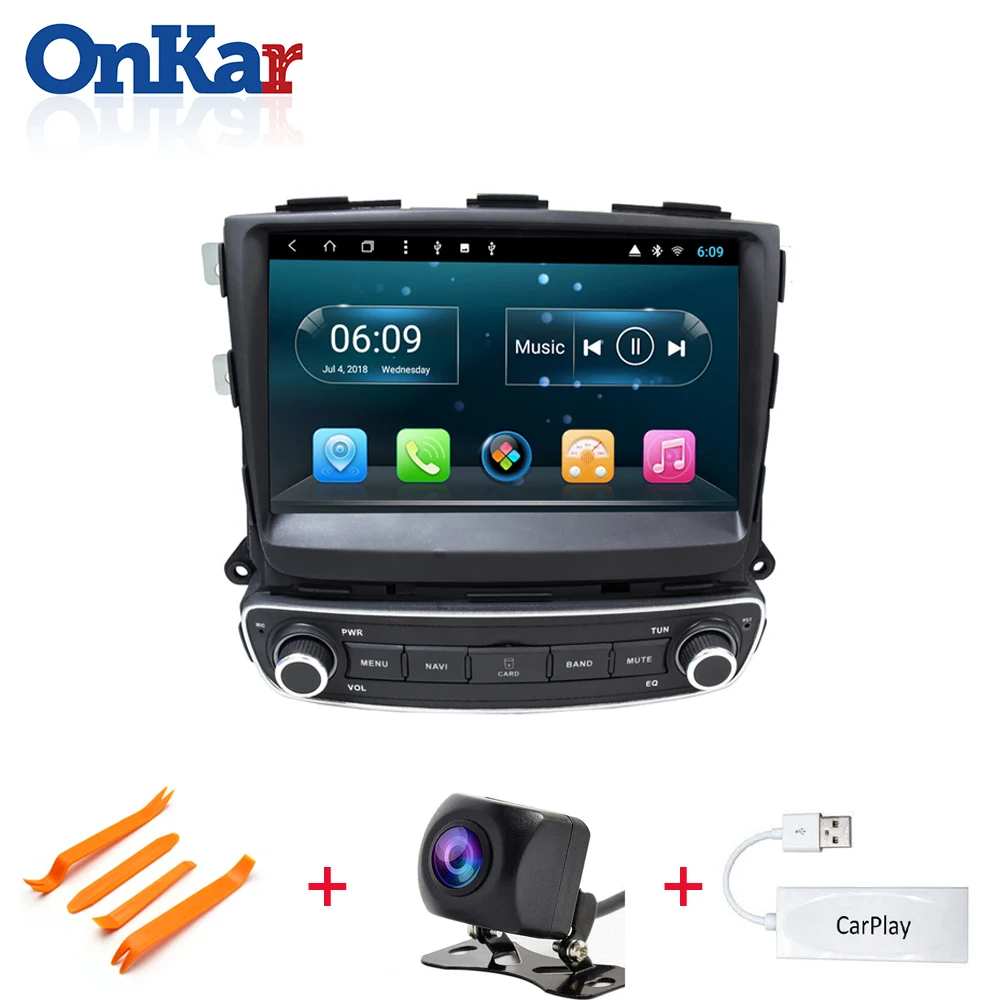 ONKAR 1 Din Android 9,0 Pie Автомобильный gps радио для KIA Sorento 2012 2013 стерео с 9 дюймов ips экран Wifi Bluetooth - Цвет: With CarPlay Camera