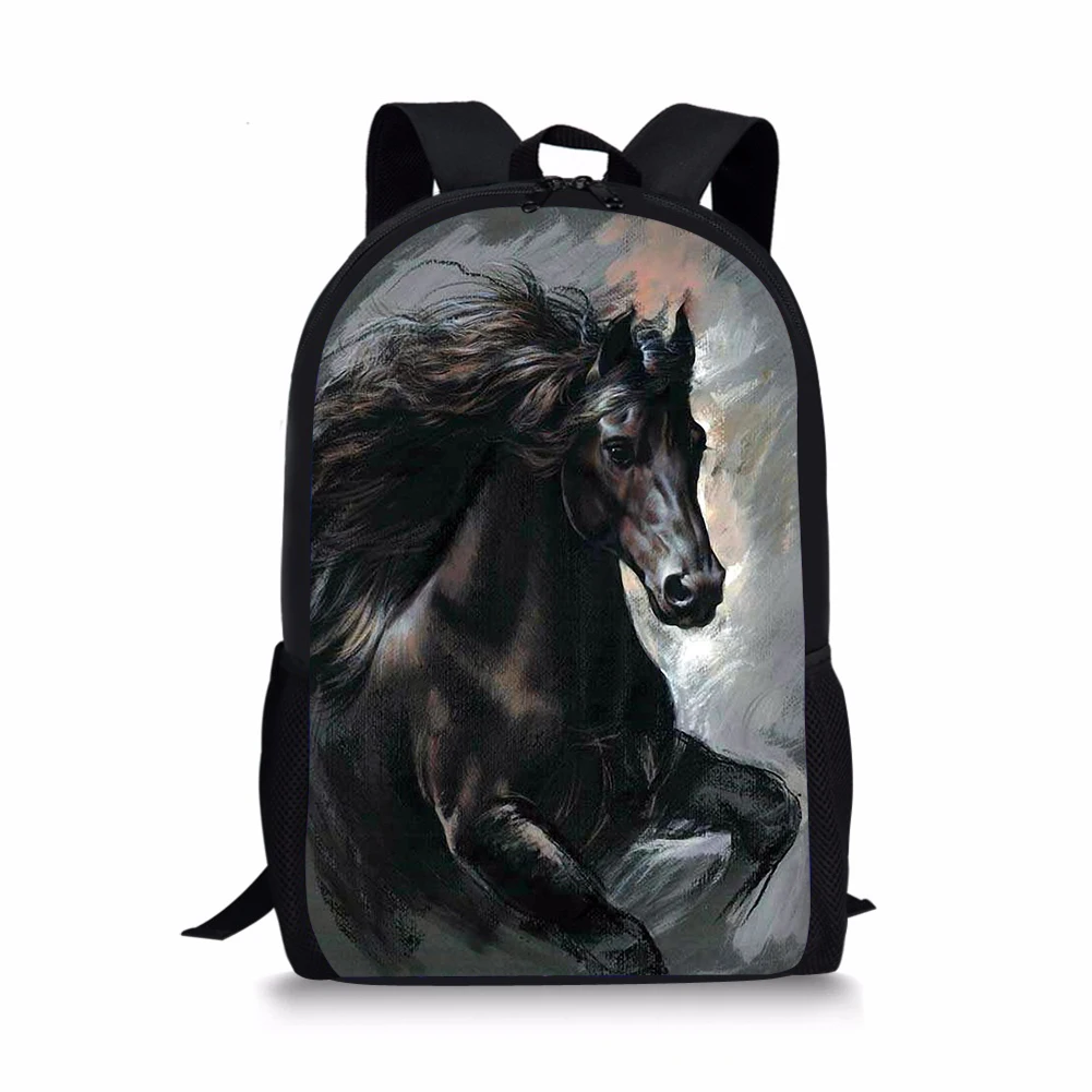 

Friesian Horse Print Pattern School Backpack for Teenager Boys Student Custom BookBag Girls Satchel Women Daypack Mochila