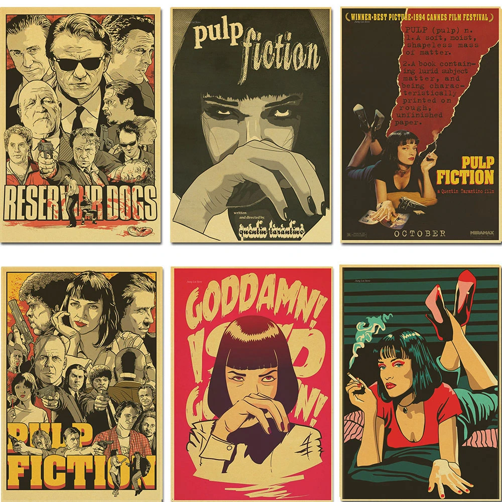 Quentintarantinoクラシック映画パルプフィクションレトロポスター壁の装飾ホームバーカフェ Painting Calligraphy Aliexpress