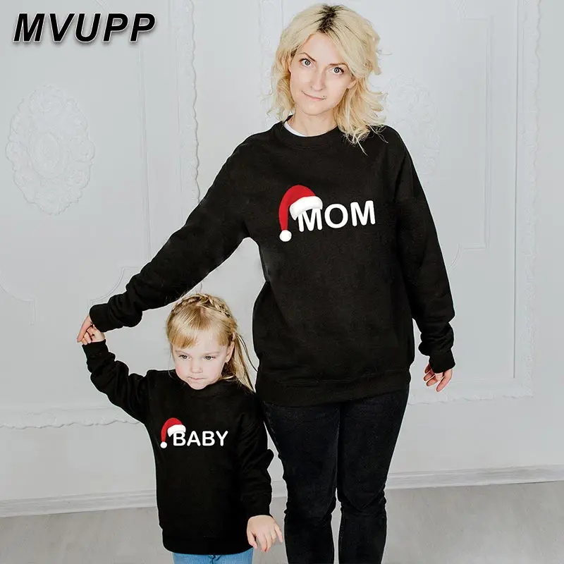 MVUPP; модные Семейные Топы; подходящая футболка для мамы, папы и меня; рождественские Семейные комплекты; Рождественская Шапка; Забавный Свитшот