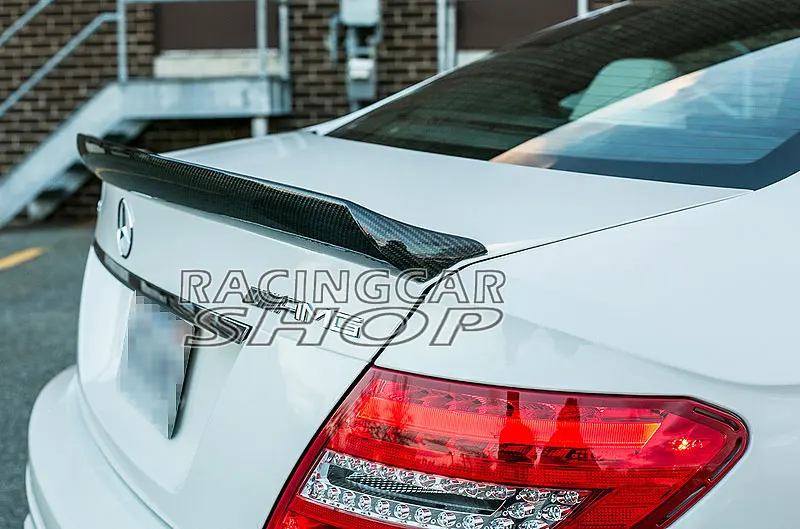 V Style Real Carbon Fiber Trunk Boot Spoiler Wing Lip Fit For Mercedes Benz W204 Coupe 2-Door C200 C250 C300 2012UP