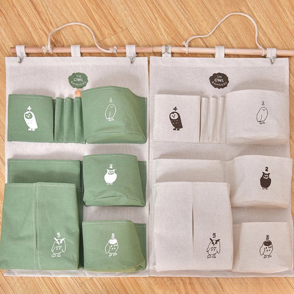 Multi Pockets Cotton Linen Wall Door Back Hanging Sundries Storage Bag Pouch nice
