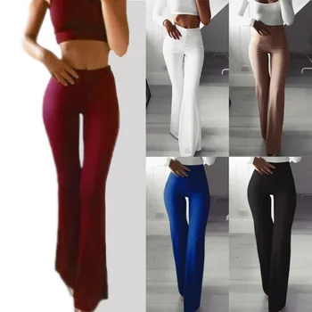 

Local stock New Women Slim High Waist Wide Leg Flared Ladies Palazzo Stretch Trousers Pants