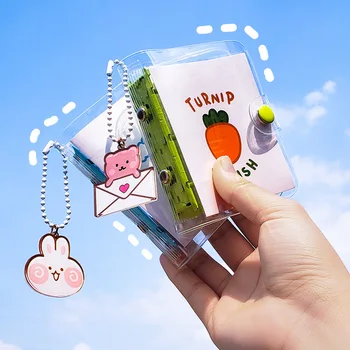 

Kawaii Mini Loose-leaf 3 Holes Binder Diary Notebook Portable Cute Grid Bullet Journals Stationery Gift Free Storage Bag + Cards