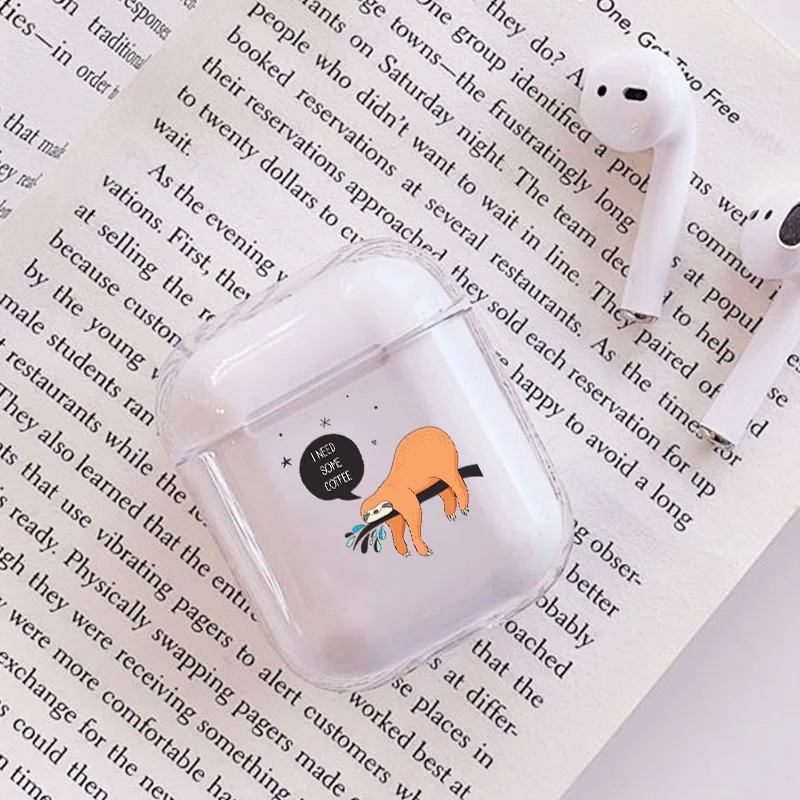 Мягкий силиконовый милый чехол для наушников для Apple airpods, роскошный Прозрачный чехол для наушников с мультяшным ленивком, аксессуары для наушников