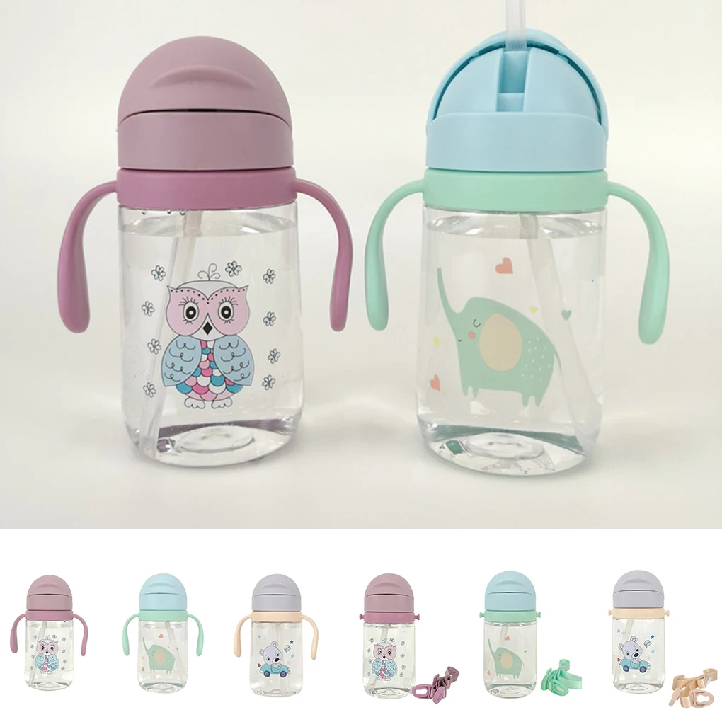 Детские милые чашки 420 мл дети учатся кормления питьевой воды соломы ручка бутылки школы питьевой Еда с изображением бутылки из-под молока