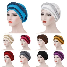 Chapeau foulard en coton pour femmes musulmanes, Turban extensible, enveloppant la tête, chimio, Bandana, casquette, 2021