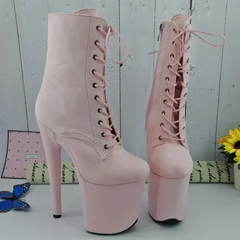 

Leecabe Pink Suede Color 20CM/8Inch party High Heels Pole Dancing boot