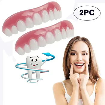 

2PCS Comfort Fit Flex Cosmetic Teeth Set Silicone Simulation On The Row Dentures Set Veneers Denture Perfect Paste Tools #C