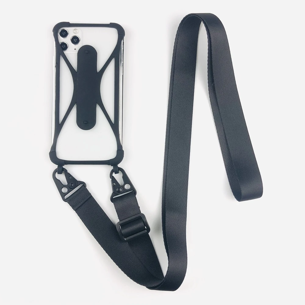 Beatiful Soft Silicone lanyard Universal Phone Bumper Frame Case with Holder Neck rope for Samsung iPhone iphone 6s plus phone case