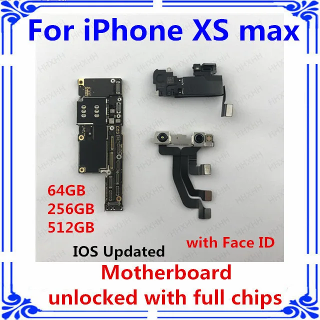 

Unlock For iphone XS max motherboard with face ID XS max original mother board IOS update logic board 64GB/256GB/521GB mainboard