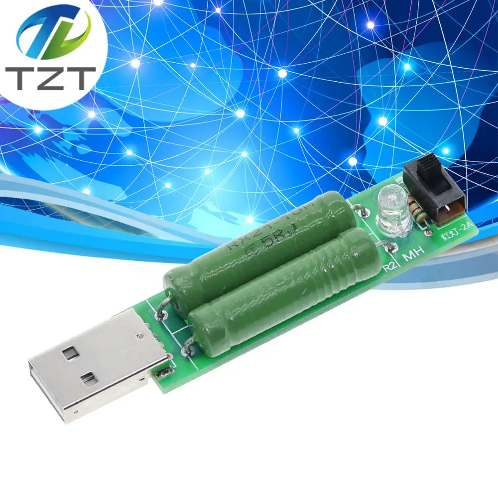 

USB Port Mini Discharge Load Resistor Digital Current Voltage Meter Tester 2A/1A With Switch 1A Green Led / 2A Red Led