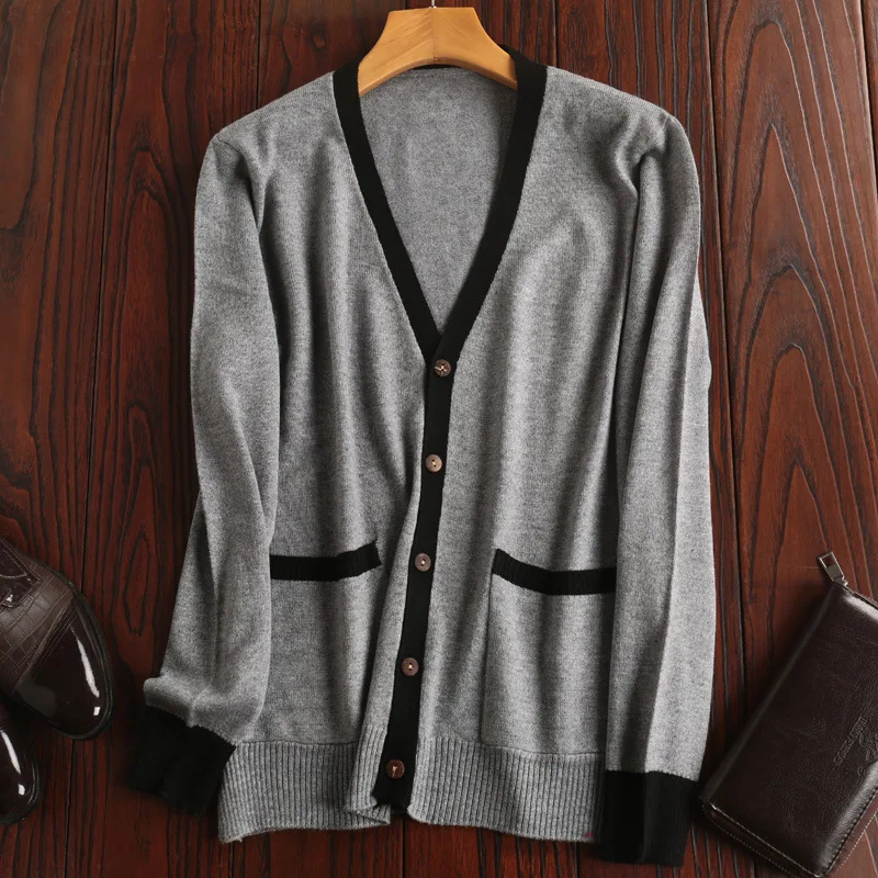 

18 New Style Solid Color Wool Knitted Cardigan Men's Slim Fit Long Sleeve Large Size Men's Casual Sweater Coat Fashion