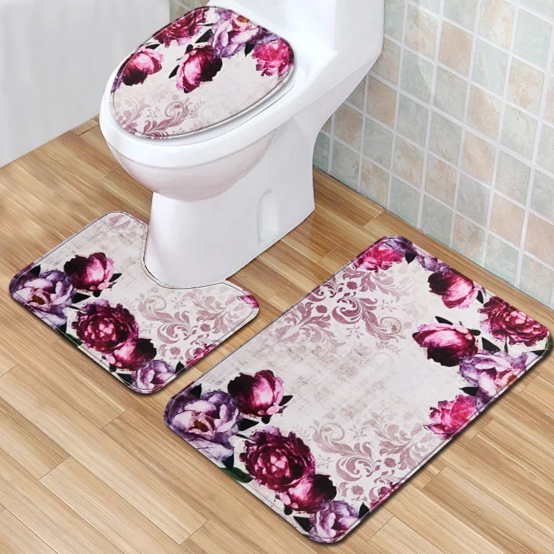 Фиолетовый Крокус коврик для ванной цветочный Туалетный Коврик противоскользящий Toillete чехол для сиденья коврики с принтом для ванной комнаты ковер для домашнего декора 1 шт. одеяло