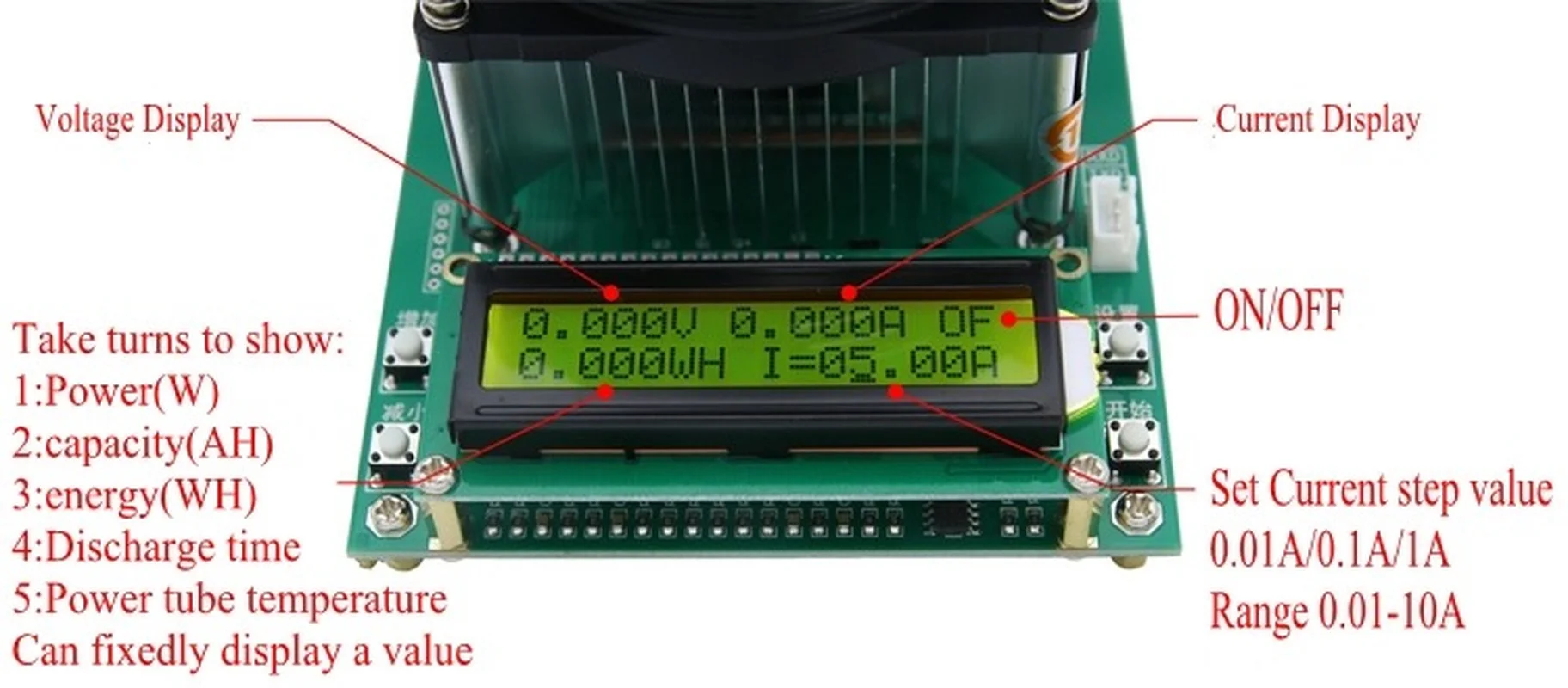 150W Constant Current Electronic Load DC 12V 60V 10A with OLED Display