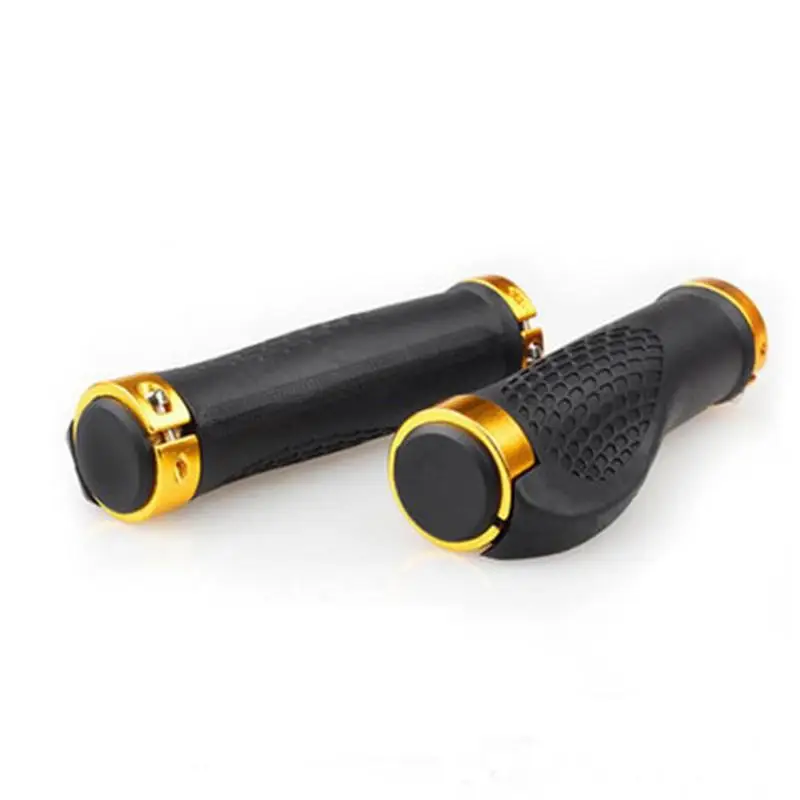 1 pair Comfortable Cycling Bike Mountain Handlebar Rubber Bicycle Anti-skid Handle Bar Bicycle Parts Bike Grips - Цвет: Gold