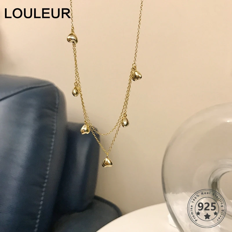 Женское Двухслойное ожерелье Louleur романтическое из стерлингового серебра 925