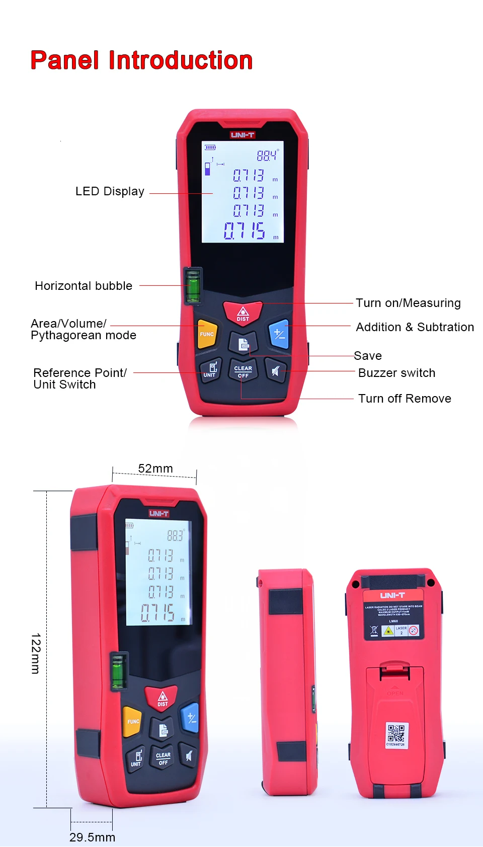 Лазерный дальномер UNI-T LM80/LM100/LM120/LM150 лазерный дальномер электронный уровень 80 м/100 м/120 м/150 м диастиметр