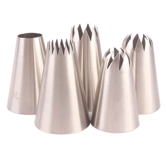 5Db/Csomag Nagy Csővezeték -Tippek Rozsdamentes Acél Orosz Jegesedés Csővezetékek Fúvókák Készlet Tészta Cupcakes Sütemények Dekorációs Szerszám - Image 5