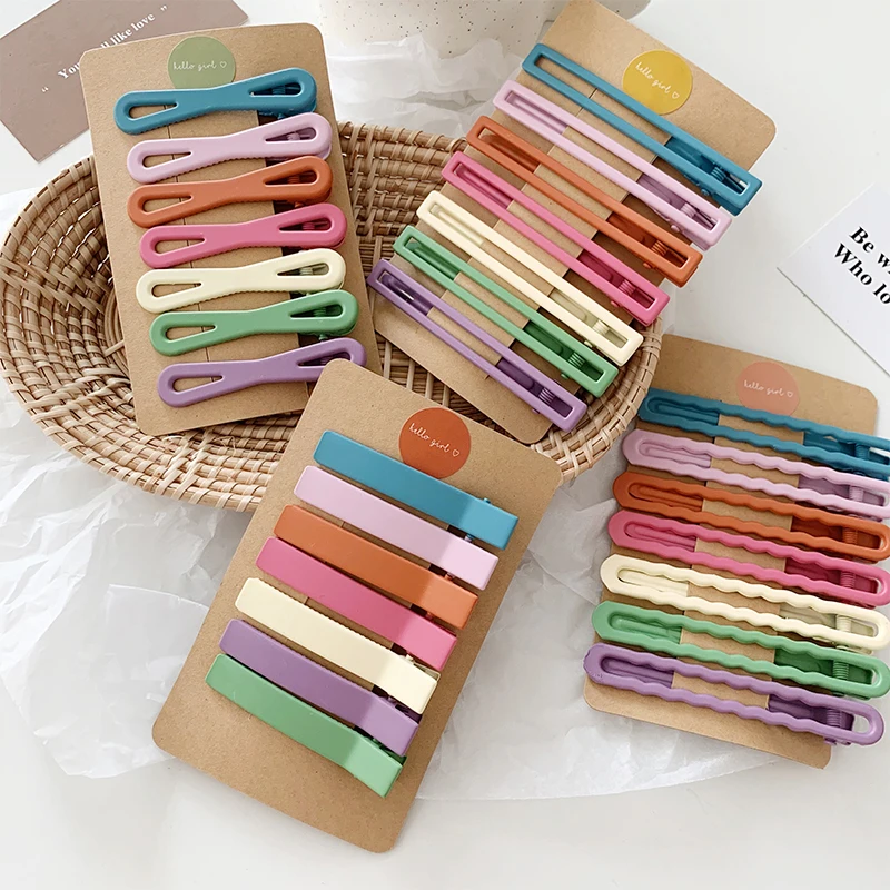 INS Frosted Colored Candy Hairpin Combo Sweet Bang Clip Side Clip Web Celebrity Hair Clip Hair Accessories