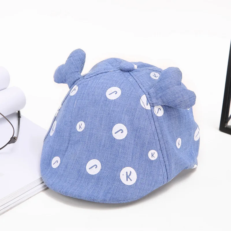 Letter ear blue Модная детская шапка, Красивый хлопковый льняной берет для маленьких мальчиков, эластичная детская шапка, аксессуары для малышей от 1 до 2 лет, 13 цветов - Цвет: Letter ear blue