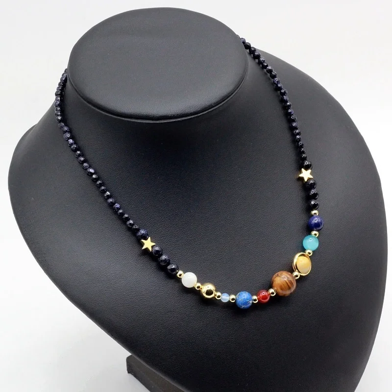 Necklace Bracelet Stones Solar-System Eight-Planets Beads Gifts Women Star for with Guardian-Stars