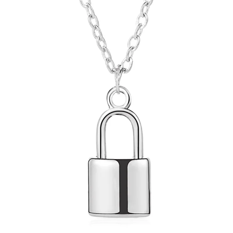 Fashion Women Men Punk Lock Pendant Necklace Copper Padlock Charm Neck Chains Gothic Simple Unisex Jewelry Friendship Gifts