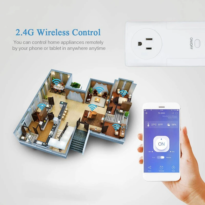TS-5000 Wi-Fi контроль температуры и влажности розетка синхронизации wifi умная розетка дистанционное управление таймер переключатель(ЕС вилка