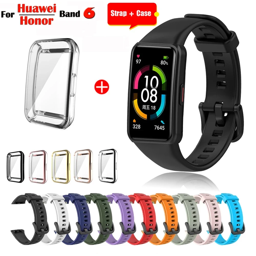 Ремешок силиконовый для Huawei Band 6 Pro сменный Браслет из ТПУ с полной защитой экрана