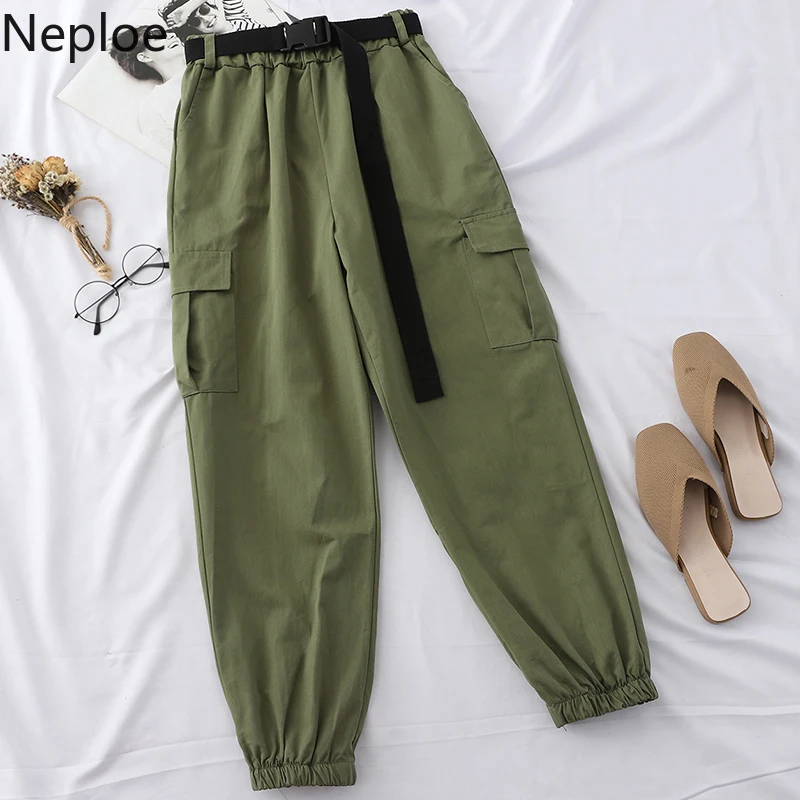 Neploe Harajuku уличные брюки карго Женские повседневные джоггеры спортивные штаны с высокой талией свободные женские брюки корейский пояс