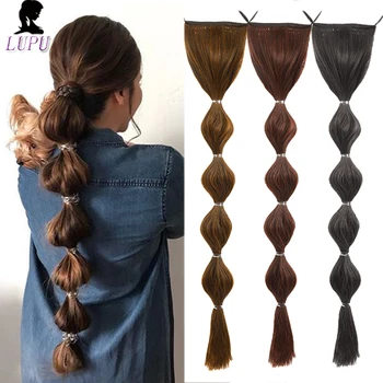 

LUPU 5Sizes Synthetic Kinky Straight Hair Bubble Ponytail American Wrap Synthetic Drawstring Afro Puff Pony tail Hair Extensions