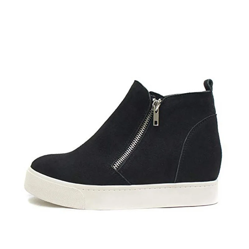 

Women Fashion Casual Side Zipper Platform Shoes New Ladies PU Leather Ankle Boots Casual Comfortable Sports Shoes 2019