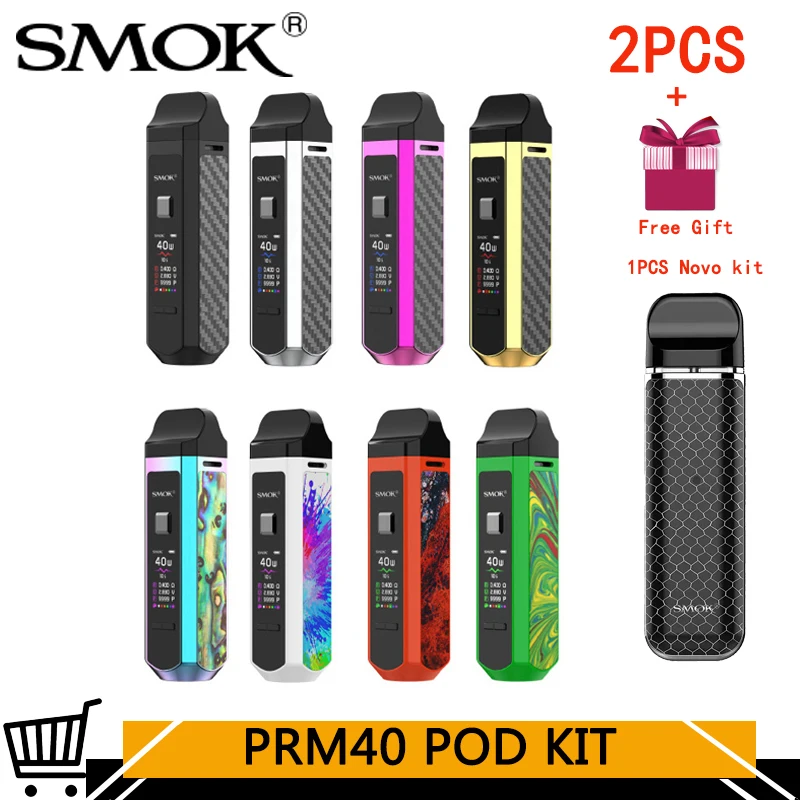 

2PCS SMOK RPM40 Pod Kit 1500mAh Battery 4.3ml Cartridge RPM Mesh Coil 4.5ML Nord Pod Electronic Cigarette Free Gift Novo