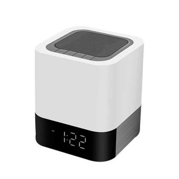 

Night Lights Alarm Clock Speaker Smart Press Control Dimmable RGB LED Table Lamp for Bedroom HIFI Sound Multi-Color Changing