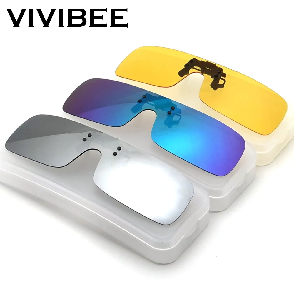 VIVIBEE Siamese Мужские квадратные поляризованные очки для ночного вождения с желтым