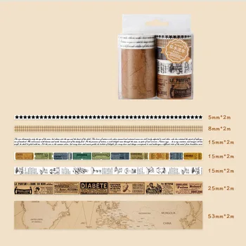 

7 pcs/Pack Vintage Map Washi tape Set Cute DIY Decoration Sticker Scrapbooking Adhesive Masking Tape stationery gift